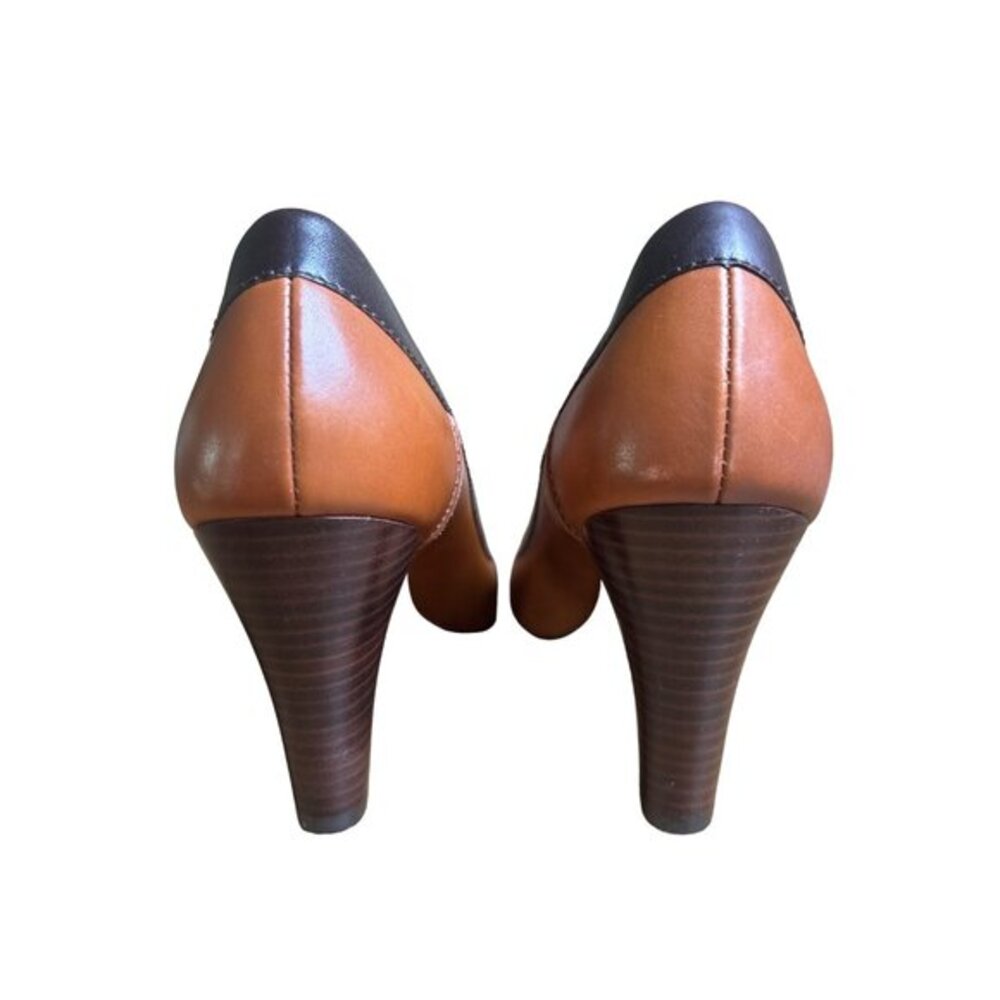 Circa Joan & David High Heel Size 8.5 Classic Peep Toe Buckle Brown New w Flaw - Picture 3 of 11